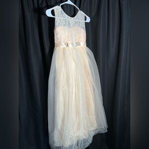 Yellow tulle and lace dress